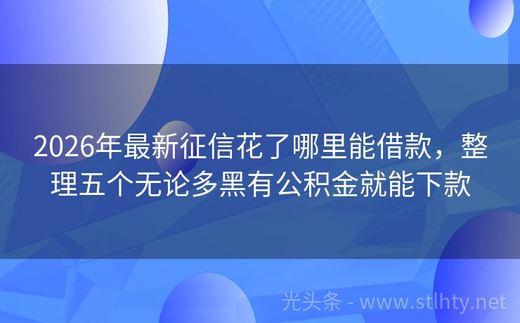 2026年最新征信花了哪里能借款，整理五个无论多黑有公积金就能下款