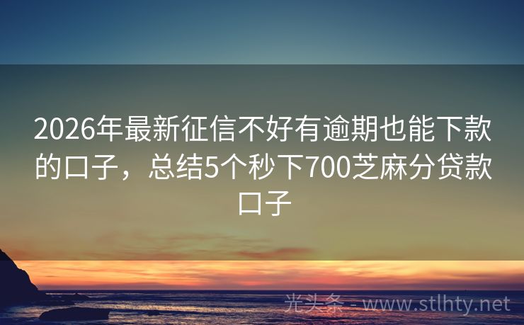 2026年最新征信不好有逾期也能下款的口子，总结5个秒下700芝麻分贷款口子