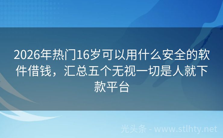 2026年热门16岁可以用什么安全的软件借钱，汇总五个无视一切是人就下款平台