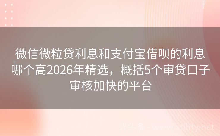 微信微粒贷利息和支付宝借呗的利息哪个高2026年精选，概括5个审贷口子审核加快的平台