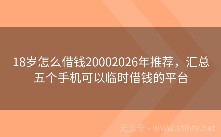 18岁怎么借钱20002026年推荐，汇总五个手机可以临时借钱的平台