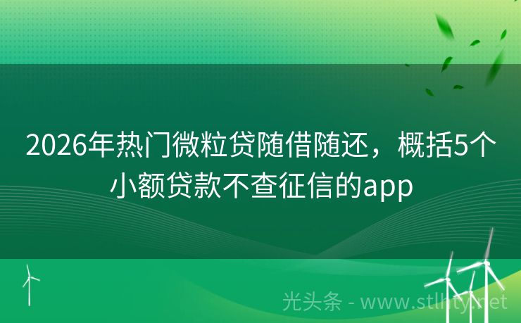 2026年热门微粒贷随借随还，概括5个小额贷款不查征信的app