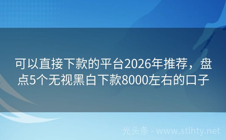 可以直接下款的平台2026年推荐，盘点5个无视黑白下款8000左右的口子