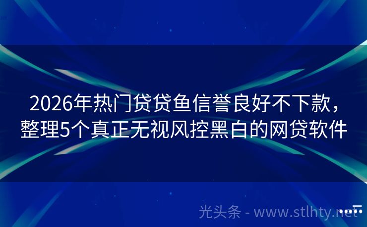 2026年热门贷贷鱼信誉良好不下款，整理5个真正无视风控黑白的网贷软件