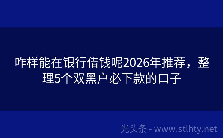 咋样能在银行借钱呢2026年推荐，整理5个双黑户必下款的口子