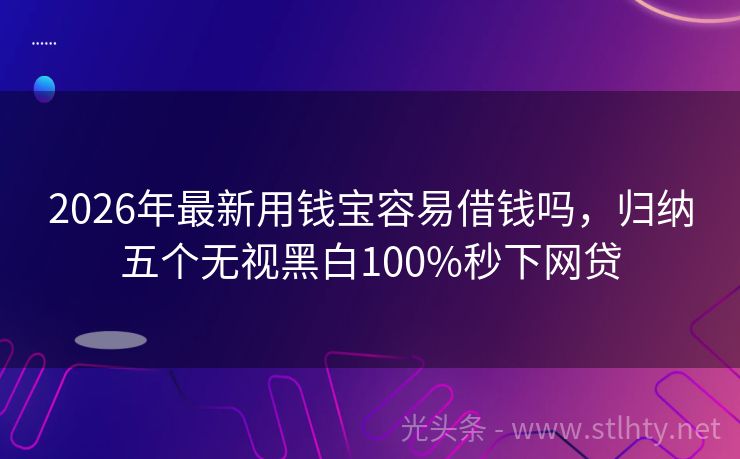 2026年最新用钱宝容易借钱吗，归纳五个无视黑白100%秒下网贷