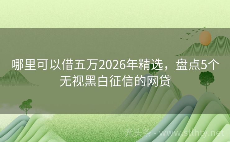 哪里可以借五万2026年精选，盘点5个无视黑白征信的网贷