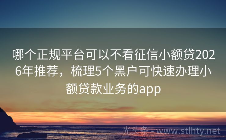 哪个正规平台可以不看征信小额贷2026年推荐，梳理5个黑户可快速办理小额贷款业务的app