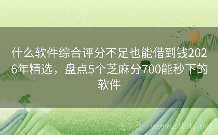 什么软件综合评分不足也能借到钱2026年精选，盘点5个芝麻分700能秒下的软件
