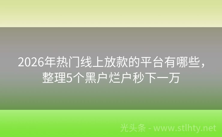 2026年热门线上放款的平台有哪些，整理5个黑户烂户秒下一万