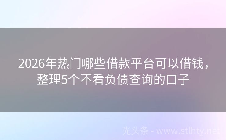 2026年热门哪些借款平台可以借钱，整理5个不看负债查询的口子