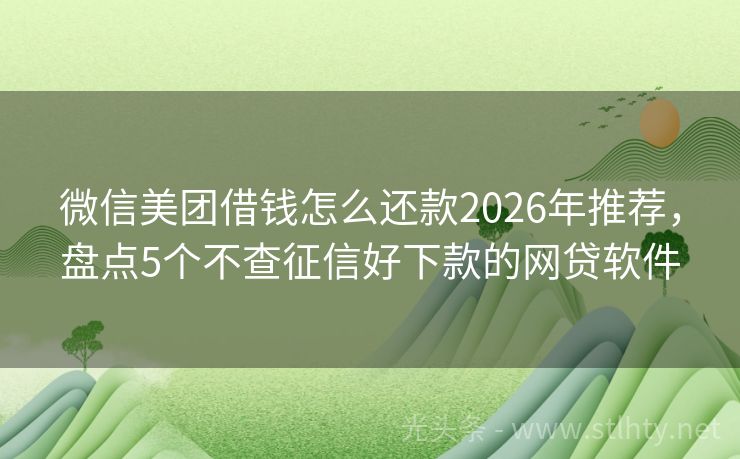 微信美团借钱怎么还款2026年推荐，盘点5个不查征信好下款的网贷软件