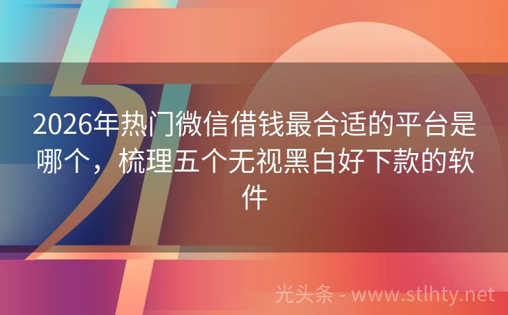 2026年热门微信借钱最合适的平台是哪个，梳理五个无视黑白好下款的软件