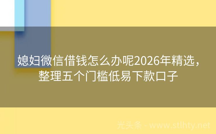 媳妇微信借钱怎么办呢2026年精选，整理五个门槛低易下款口子
