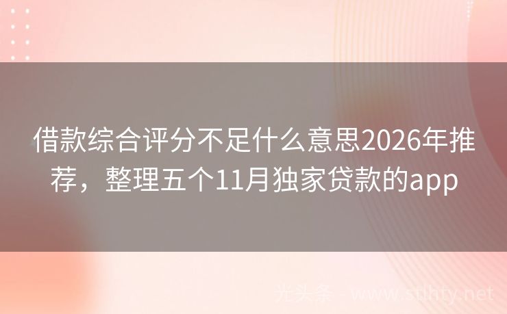 借款综合评分不足什么意思2026年推荐，整理五个11月独家贷款的app