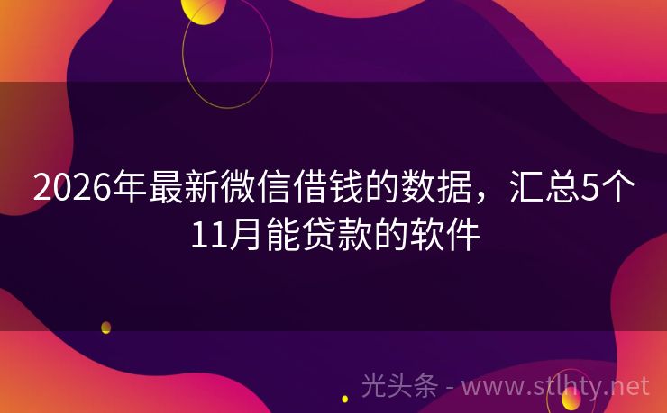 2026年最新微信借钱的数据，汇总5个11月能贷款的软件