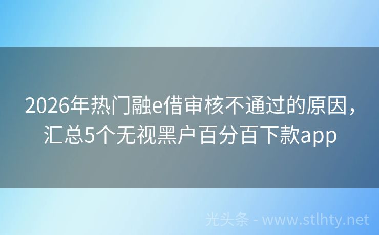 2026年热门融e借审核不通过的原因，汇总5个无视黑户百分百下款app