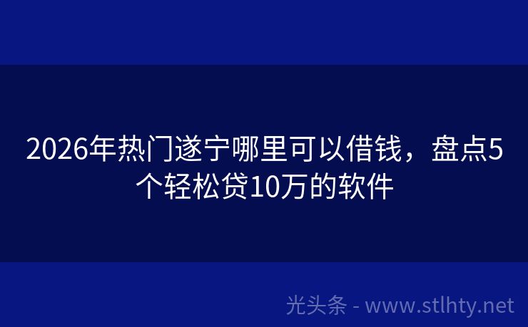 2026年热门遂宁哪里可以借钱，盘点5个轻松贷10万的软件