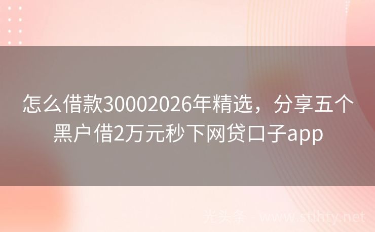 怎么借款30002026年精选，分享五个黑户借2万元秒下网贷口子app