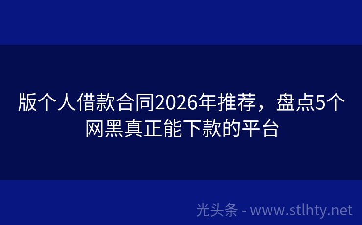 版个人借款合同2026年推荐，盘点5个网黑真正能下款的平台