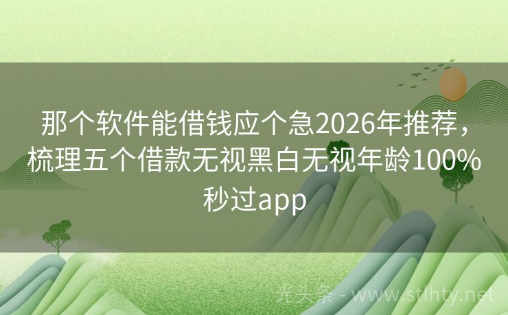 那个软件能借钱应个急2026年推荐，梳理五个借款无视黑白无视年龄100%秒过app