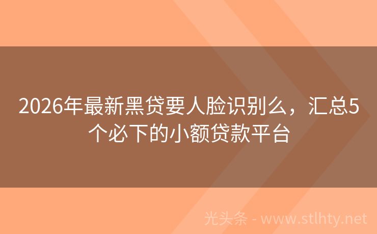 2026年最新黑贷要人脸识别么，汇总5个必下的小额贷款平台