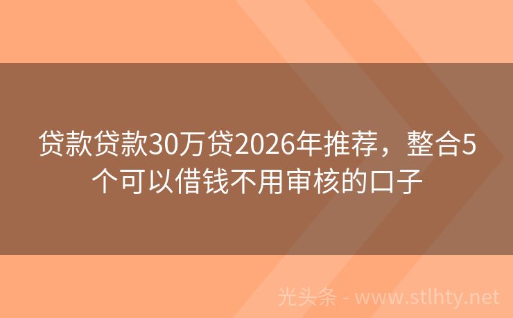贷款贷款30万贷2026年推荐，整合5个可以借钱不用审核的口子