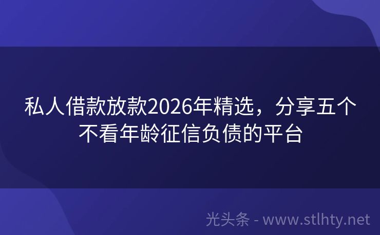 私人借款放款2026年精选，分享五个不看年龄征信负债的平台