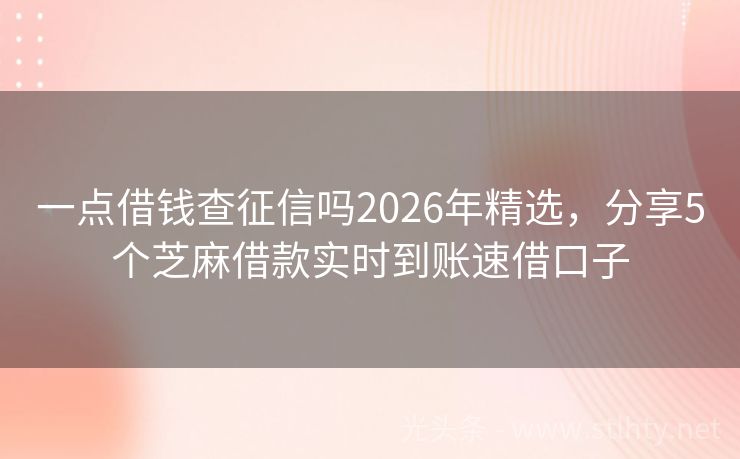 一点借钱查征信吗2026年精选，分享5个芝麻借款实时到账速借口子
