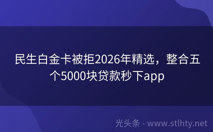 民生白金卡被拒2026年精选，整合五个5000块贷款秒下app