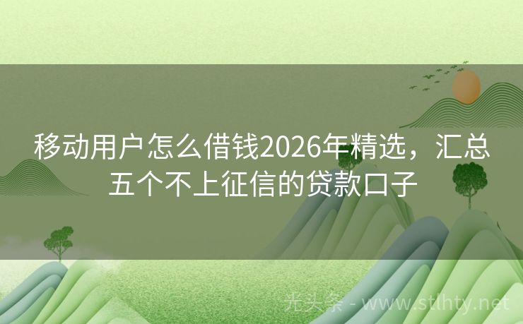 移动用户怎么借钱2026年精选，汇总五个不上征信的贷款口子