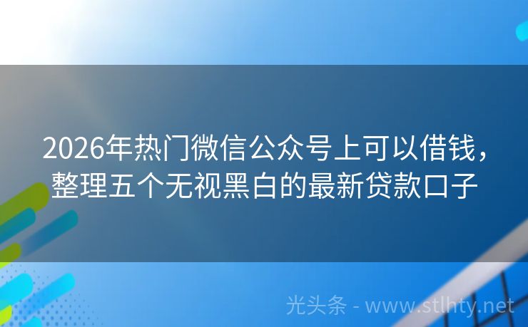 2026年热门微信公众号上可以借钱，整理五个无视黑白的最新贷款口子