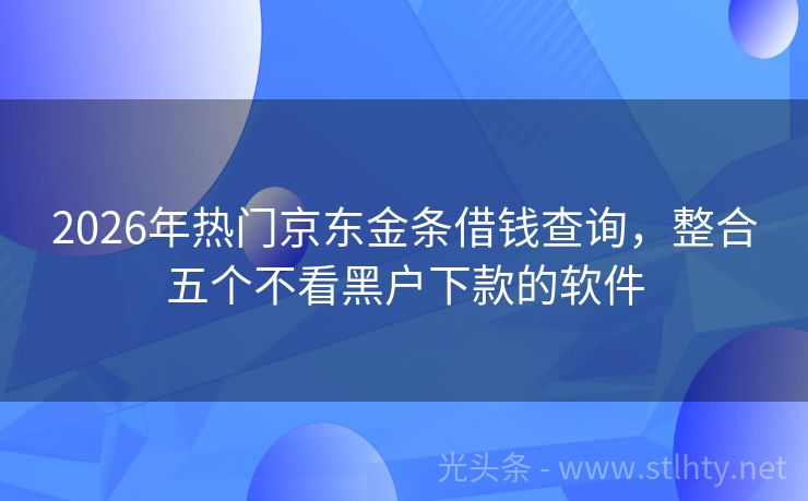 2026年热门京东金条借钱查询，整合五个不看黑户下款的软件