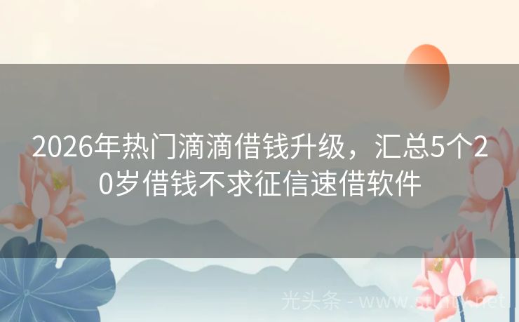 2026年热门滴滴借钱升级，汇总5个20岁借钱不求征信速借软件