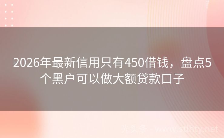 2026年最新信用只有450借钱，盘点5个黑户可以做大额贷款口子