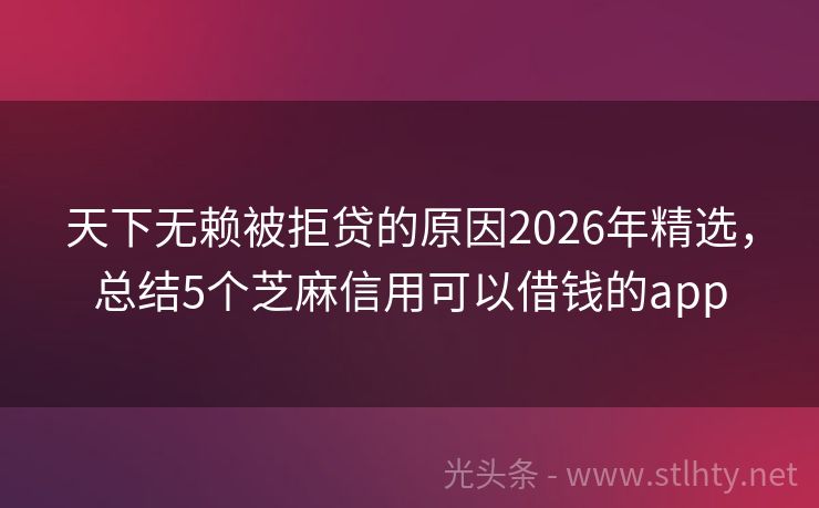 天下无赖被拒贷的原因2026年精选，总结5个芝麻信用可以借钱的app