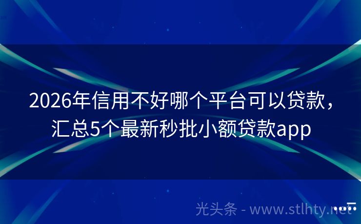 2026年信用不好哪个平台可以贷款，汇总5个最新秒批小额贷款app