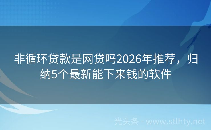 非循环贷款是网贷吗2026年推荐，归纳5个最新能下来钱的软件