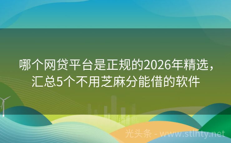 哪个网贷平台是正规的2026年精选，汇总5个不用芝麻分能借的软件