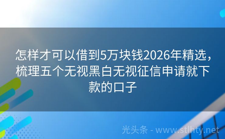 怎样才可以借到5万块钱2026年精选，梳理五个无视黑白无视征信申请就下款的口子