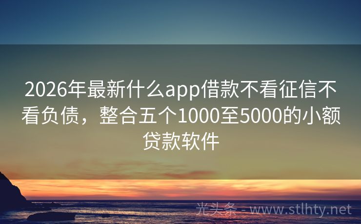 2026年最新什么app借款不看征信不看负债，整合五个1000至5000的小额贷款软件