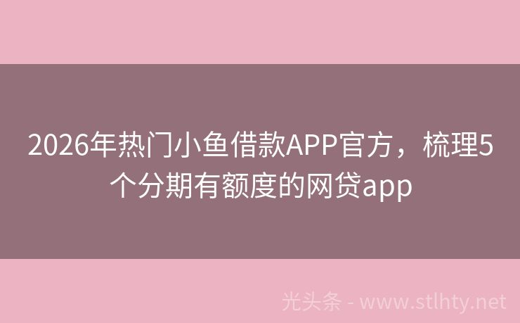 2026年热门小鱼借款APP官方，梳理5个分期有额度的网贷app
