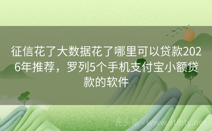 征信花了大数据花了哪里可以贷款2026年推荐，罗列5个手机支付宝小额贷款的软件