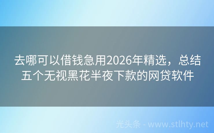 去哪可以借钱急用2026年精选，总结五个无视黑花半夜下款的网贷软件