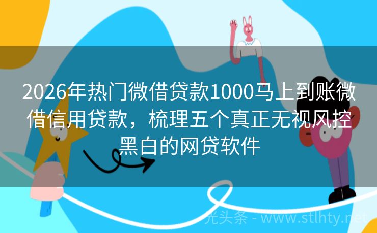 2026年热门微借贷款1000马上到账微借信用贷款，梳理五个真正无视风控黑白的网贷软件