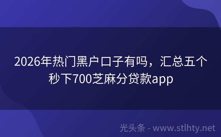 2026年热门黑户口子有吗，汇总五个秒下700芝麻分贷款app