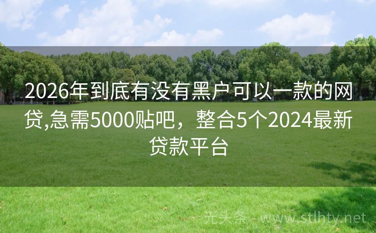 2026年到底有没有黑户可以一款的网贷,急需5000贴吧，整合5个2024最新贷款平台