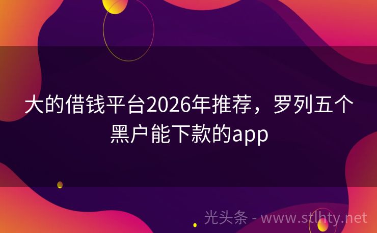 大的借钱平台2026年推荐，罗列五个黑户能下款的app