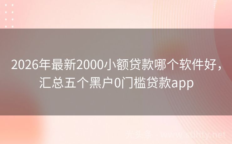 2026年最新2000小额贷款哪个软件好，汇总五个黑户0门槛贷款app