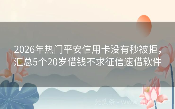 2026年热门平安信用卡没有秒被拒，汇总5个20岁借钱不求征信速借软件